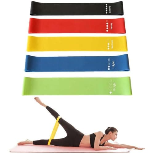 Resistance Bands Set of 5, TPE Elastic Bands with 5 Resistance Levels (Light to X-Heavy),Suitable for Men and Women, Home Gym, Yoga, Pilates, Stretching and Physio Therapy
