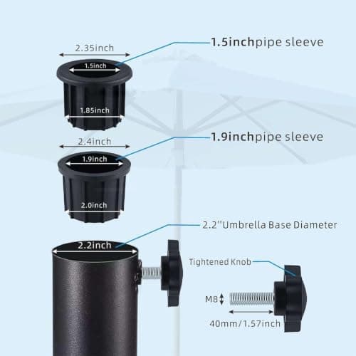 Umbrella Pole Adapter Heavy Duty Threaded Hand Knob Dustproof Adapter — view 4