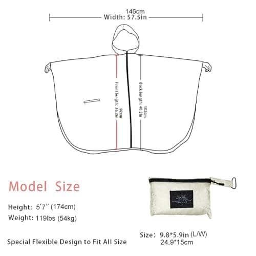 SIRMEDAL Waterproof Rain Poncho Hooded Raincoat Outdoor Cape — view 2