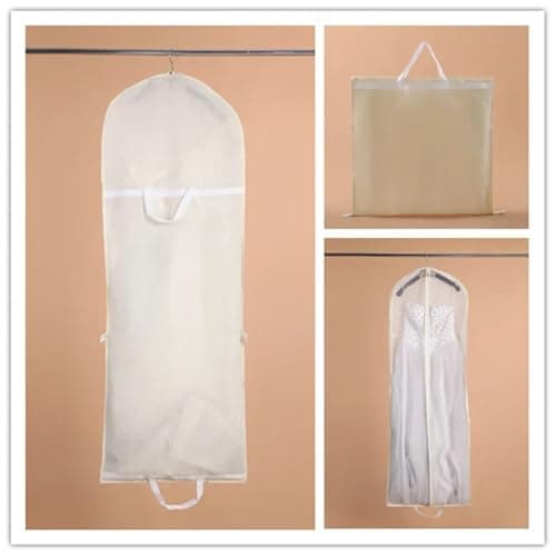 clothes dust bag Large For Wedding Dress Dust Cover Zipper Gown Dustproof Storage Bag Foldable Garment Clothes Case Protector(Yellow) — view 3