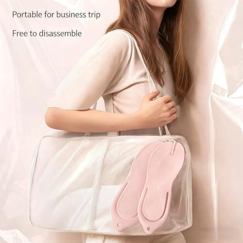 Dry Shower Shoes Travel Slippers Folding Slippers Beach Sandals for Hostel Swimming Camping Travel Folding Travel for Women, c, L~XL A — view 6
