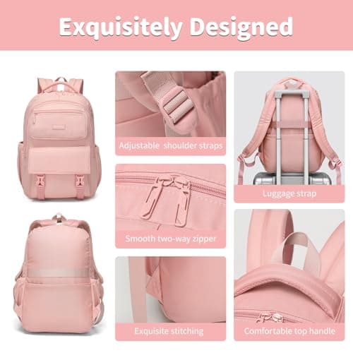 SUN EIGHT School Backpack with Double Compartments for Girls, 18 Inch Laptop Backpack for Teens Secondary School, Waterproof Casual Travel Daypack College Women Bookbag — view 3