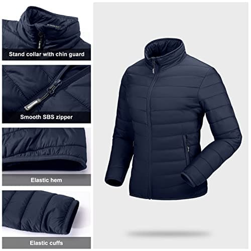 Outdoor Ventures Womens Winter Lightweight Jacket Warm Short Packable Puffer Jacket Transitional Padded Jacket Quilted Jacket for Ladies Lined for Hiking Travel, Deep Blue XL — view 4