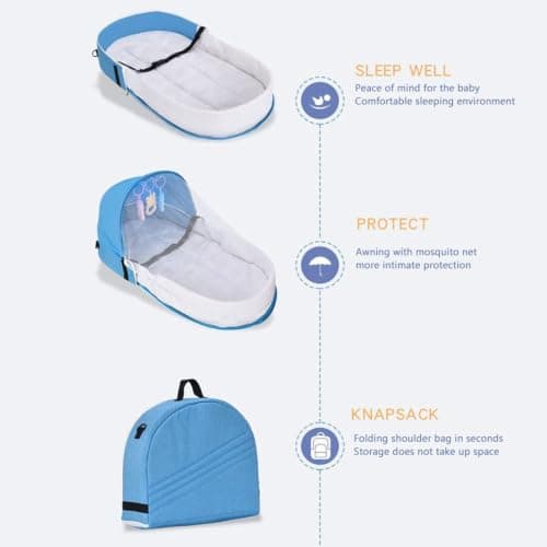 Children's Travel Cot | Folding Stroller | Breathable Mesh Design — view 6