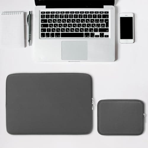 RAINYEAR 14 Inch Laptop Sleeve Case with Accessories Pouch, Grey — view 5