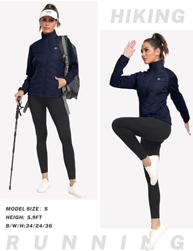 MoFiz Womens Jackets Lightweight Quilted Hybrid Puffer Jackets Navy US L — view 6