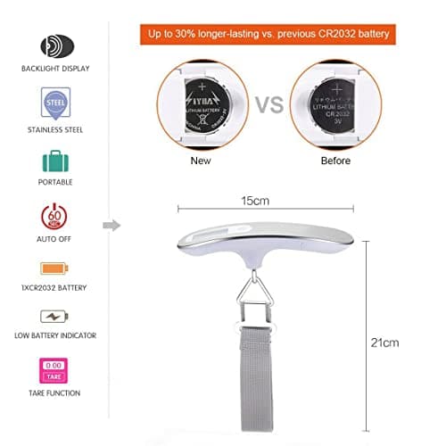 Luggage Scale portable Digital weight scale for travel suitcase weigher with tare function 110 LB/ 50KG Capacity Red — view 6