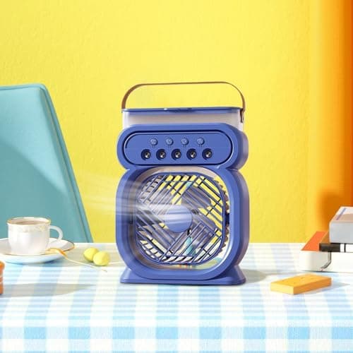 Portable Misting Fan, Water Mist Fan, Personal Air Cooler, Spray Fans Humidifier With 450mL Water Tank, 7 Colors Night Light, 3 Wind Speeds For Men Women Students Teens Elderly, Home Office Camping — view 4