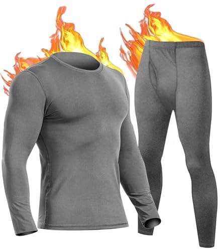 UNIQUEBELLA Men's Thermal Underwear,Home Thermal Underwear Set Men Winter Thermal Clothing Breathable Multifunctional Ski Underwear for Running,Skiing,Football,Cycling-Grey