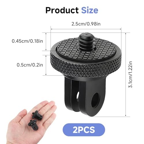 OIHCAZ Action Camera Mounts Adapter 1/4"-20, 2PCS Aluminium Camera Mount Conversion Tripod Adapter Compatible with GoPro Hero 11 Sony AEE JVC Insta360 and Other Standard 1/4 Accessories — view 2