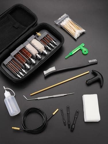 Universal 24pcs Gun Cleaning Set for Rifle Pistol Shotgun with Portable Carrying Case Handgun Cleaning Kit with Bronze Brushes .22/.357/.40/.45, Brass Jags Rod Adapter Cotton Swabs — view 5