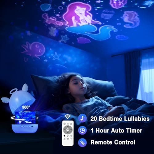 Diboniur Baby Night Light Projector Night Light Kids, 22 Films+20 Lullabies, Baby Sensory Lights for Autism, Star Projector Light for Kids Bedroom, Rechargeable Baby Lights Projector (Angel) — view 3
