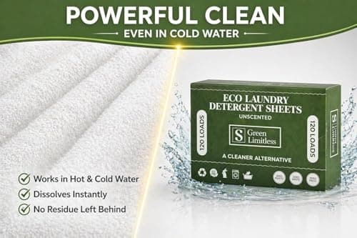 Green Limitless Eco Laundry Detergent 120 Sheets (Loads) Unscented. All the benefits of a liquid detergent, washing powder, or washing pods without any of the drawbacks. — view 3
