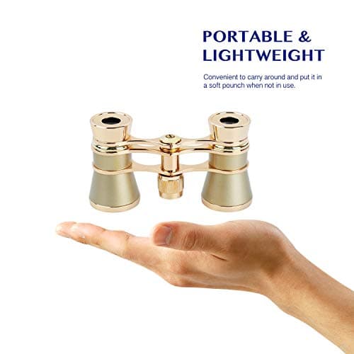 Aomekie Theatre Opera Glasses Binoculars 3X25 with Chain for Concerts Horse Racing Classical (Gold) — view 2