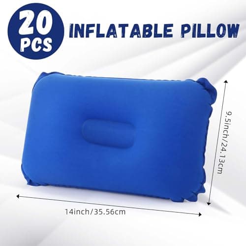 Geelin 20 Pack Inflatable Pillows for Camping Travel Beach Vacation Sand Squared Flocked Soft Fabric Backpacking Ultralight Pillows for Office Sleeping Neck Head Lumbar Support (Blue) — view 3