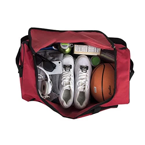 Trail maker 30 Liter, 17 Inch Canvas Duffle Bags for Men and Women -Travel Weekender Overnight Carry-On Shoulder Duffel Tote Bags (Red) — view 3