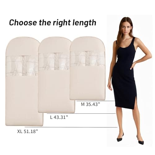 NatureNook Space Saving Hanging Compression Garment Bag with Zipper for Closet Storage, Hanging Clothes Storage Bag, Garment Covers for Coats and Down Jackets, Beige, M — view 2