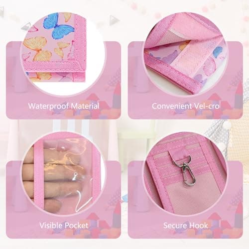 Aucuu Kids Wallet, Cartoon Waterproof Wallet, Trifold Wallets with Card Slots Lanyard, Travel Document Wallets for Teenagers Boys Girls for School, Travel, Birthday Gifts (Butterfly) — view 3