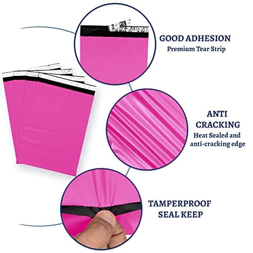 AKAR 22 x 30 Inch Mailing Bags – Strong Polythene Posting Mail Bags with Aluminium Adhesive Strip – 60 Microns – Easy Seal – XX-Large 56 x 76cm – For Non-Fragile Item (Pink, 5 Pack) — view 2
