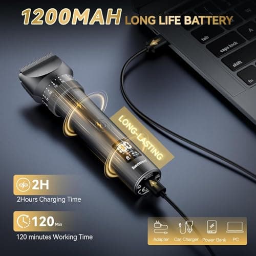 Beard Trimmer Men, 42 Adjustable Length Settings Hair Clippers Body Hair Trimmer Men with Zoom Wheel(1-21mm), Beard Trimmer Rechargeable Waterproof Electric Razor for Nose, Face, Head and Body — view 5