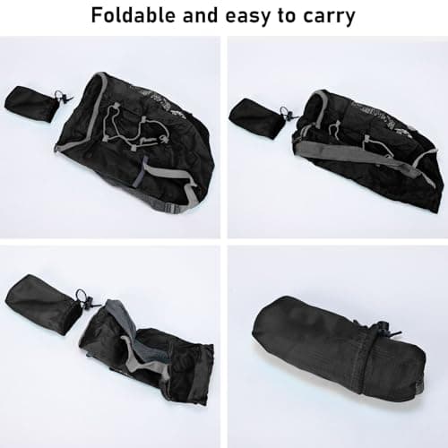 InfiniZer 2 Pcs Ultra Lightweight Foldable Backpacks Water Resistant Packable Rucksacks Hiking Daypacks for Women Men Outdoor Travelling Camping Biking Cycling Walking (Black 2+Grey 2) — view 4