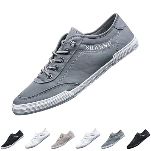 Mens Canvas Plimsolls Lightweight Casual Deck Shoes Breathable Flat Trainers Classic Fashion Sneakers for Daily Walking Summer Beach Travel Grey 6.5 — view 4