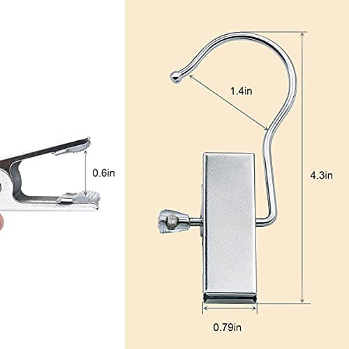 Coideal Boot Hanger Clips Hooks - 8 Pack Laundry Hook Hanging Clothes Pins Portable Stainless Steel Clothing Pant Holder for Travel,Closet,Towel (Silver) — view 2
