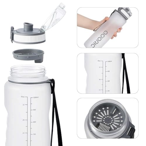 ADORIC Sports Water Bottle 1L, BPA Free Tritan Leak Proof Gym Bottle, Ice — view 2