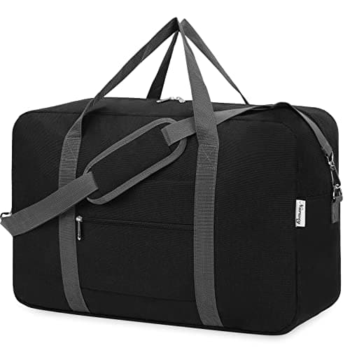 Narwey Large Cabin Bag 56x45x25, Weekend Overnight Bag for Women, Holdall Hospital Bag for Women, Travel Duffel Bag Carry on Luggage for Men 40L (Black)