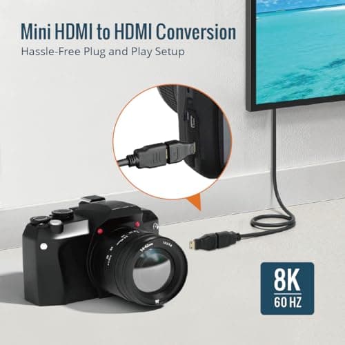 Tecmojo 8K Mini HDMI to HDMI Adapter, Female to Mini HDMI Male Adapter Support 8K@60Hz,4K@120Hz, Compatible with Raspberry Pi, Camera, Tablet, Laptop, Projector, Monitor, 2Pack, Black — view 5