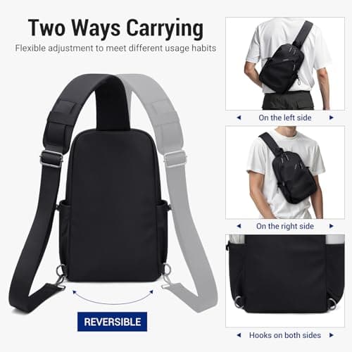 VNINE Anti Theft Man Bag,Small Sling Bag Waterproof Cross Body Bag & Chest Bag with Headphone Port for Travel Hiking Cycling Camping Outdoor Sports — view 4