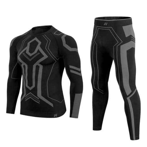 MEETWEE Men's Thermal Underwear Breathable Men's Thermal Functional Underwear Winter Ski Underwear Thermal Underwear Base Layer Ski Winter Sports, Grey (grey-1), M