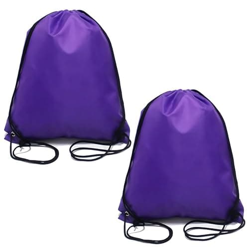 Senshuomy Drawstring Bags Swimming Sports Back Pack Drawstring Gym Bag for Mens & Womens - Ideal for School Travel, Picnic, Holidays, Shopping, Yoga （Purple/2pcs