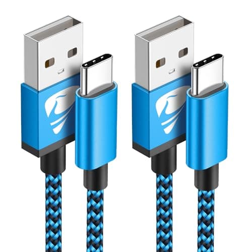 Yosou USB C Charger Cable USB A to USB C Type C Charger Fast Charging 3A Lead Braided for Samsung Galaxy S22 S21 S20,Pixel 8 7 6,PS5,Switch 2M 2Pack Blue