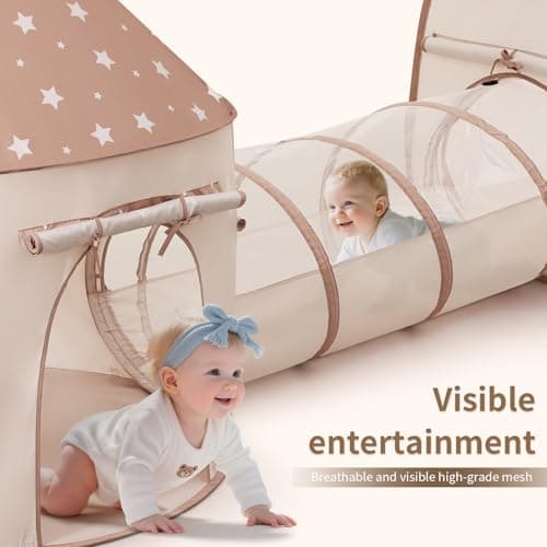 Sumbababy Kids Play Tent with Tunnel: 3-in-1 Pop up Play House Forts Indoor with Ball Pits(Excluding Balls) for Toddlers to Crawl Through with Storage Bag - Baby Toys Playhouse Tent for Birthday Gifts — view 3
