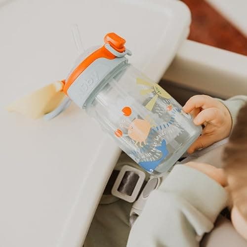 Nuby No Spill Super Straw Toddler Water Bottle, 360ml, 12M+, Sunshine — view 3