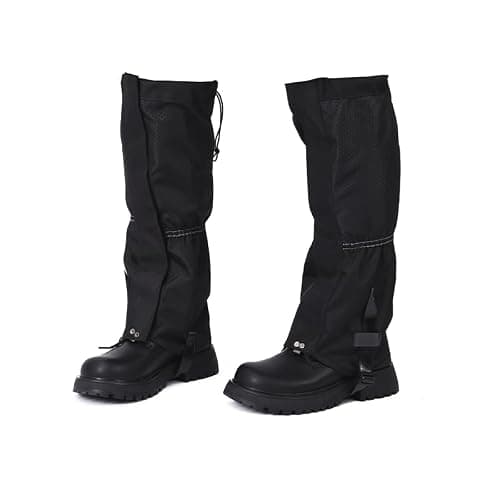 WOQI Waterproof Leg Gaiters for Men Women, Adjustable Snow Shoe Gaiters For Hiking, Skiing, Hunting, Outdoor Adventures, Snow Boot Gators Sandproof & Anti-Mosquito Bites, Oxford, (Black)