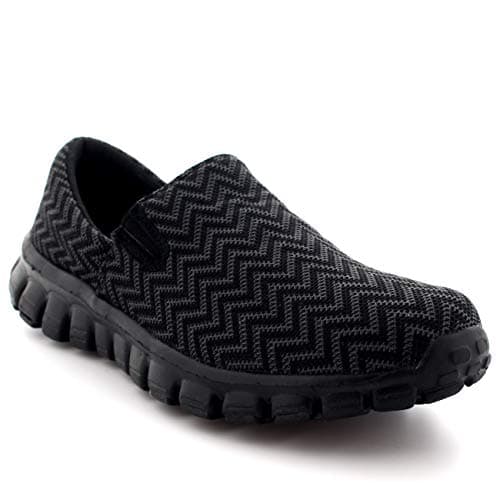 Get Fit Women’s Slip-On Walking Shoes - Lightweight Breathable Trainers with Memory Foam - Casual Work Sneakers - Comfortable Gym, Travel & Everyday Wear - Black - UK4/EU37