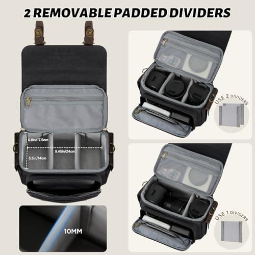 RAINSMORE Camera Bag, Small Camera Case for DSLR/SLR/Mirrorless — view 3