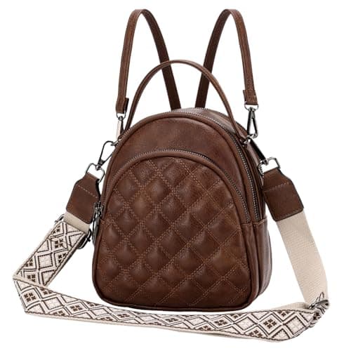 VX VONXURY Small Backpack Women, Fashion Vegan Leather Ladies Purse Mini Vintage Shoulder Bag for School Work Travel