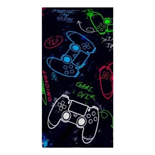 Vxcvzv 1 Piece Beach Towel Swimming Towels for Kids - Gaming Controller Design - Soft and Lightweight Blanket for Camping Showers Boys Bath Pool Camping Travel 75 x 150cm (Black)