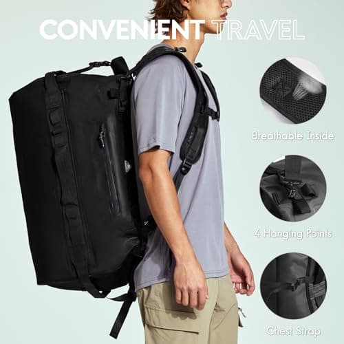 Haimont IPX7 Waterproof Roll-Top Dry Duffel Backpack, Black, 60L — view 6