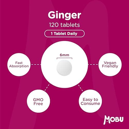 Ginger 1000mg 120 Tablets | Ginger Root Extract | Digestion, Travel Sickness & Joint Support | Letterbox Friendly | Vegan UK Made | GMP Approved | MOBU — view 5