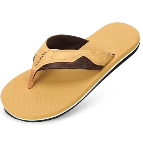 HAOLIRA Flip Flops Men Arch Support Summer Beach Travel Orthotic Walking Thong Sandals Non Slip Lightweight Comfortable Outdoor Pool Shoes UK Size 8-13 (04 Dark brown/Khaki 46/US 12)