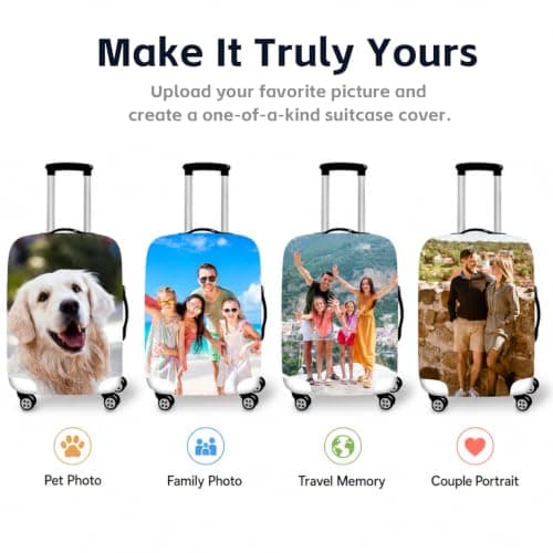 ZIMIORA Personalised Suitcase Cover with Photo, Stretch Luggage Protector S-XL — view 4