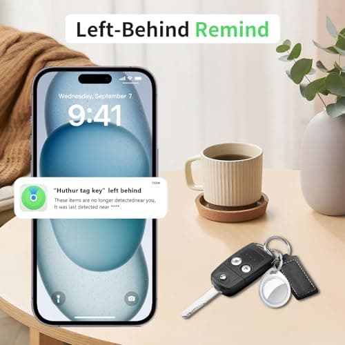 QCOQ® Air Tracker Tags-4 Pack White, Smart Bluetooth Tags Compatible with Apple Find My (iOS Only), Item Locator with Keychain/Lanyard for Keys/Luggages/Wallets/Suitcases, Up to 100dB — view 5