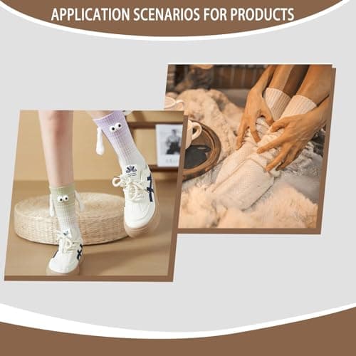 3 Pairs Magnetic Socks That Hold Hands Set, 3D Doll Funny Socks Couple Gifts, Bright Colors and Eye Catching Designs, Funny Gifts for Friends Family or Couples (Purple Pink Blue) — view 5