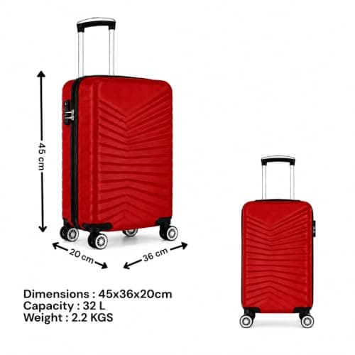 45 X 36 X 20 CM Underseat Cabin Trolley Detachable Wheels 1842 (Burgundy) — view 3