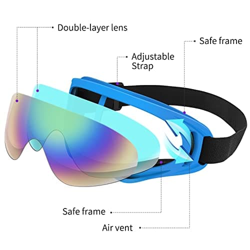 Vatefery Ski Goggles,Skiing Snowboard Goggles for Men & Women kids,Boys & Girls, Youth,Anti-glare,Anti-fog Snowboarding Snow Goggles Glasses 2-Pack (D.Blue&White) — view 2