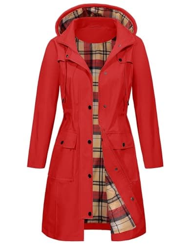 Tuopuda Women Waterproof Coat Outdoor Hooded Rain Jacket for Spring Autumn